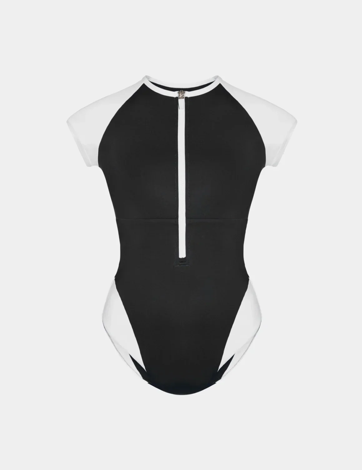 Cap-Sleeve One Piece Swimsuit - Color Block - Last Call - Image 3