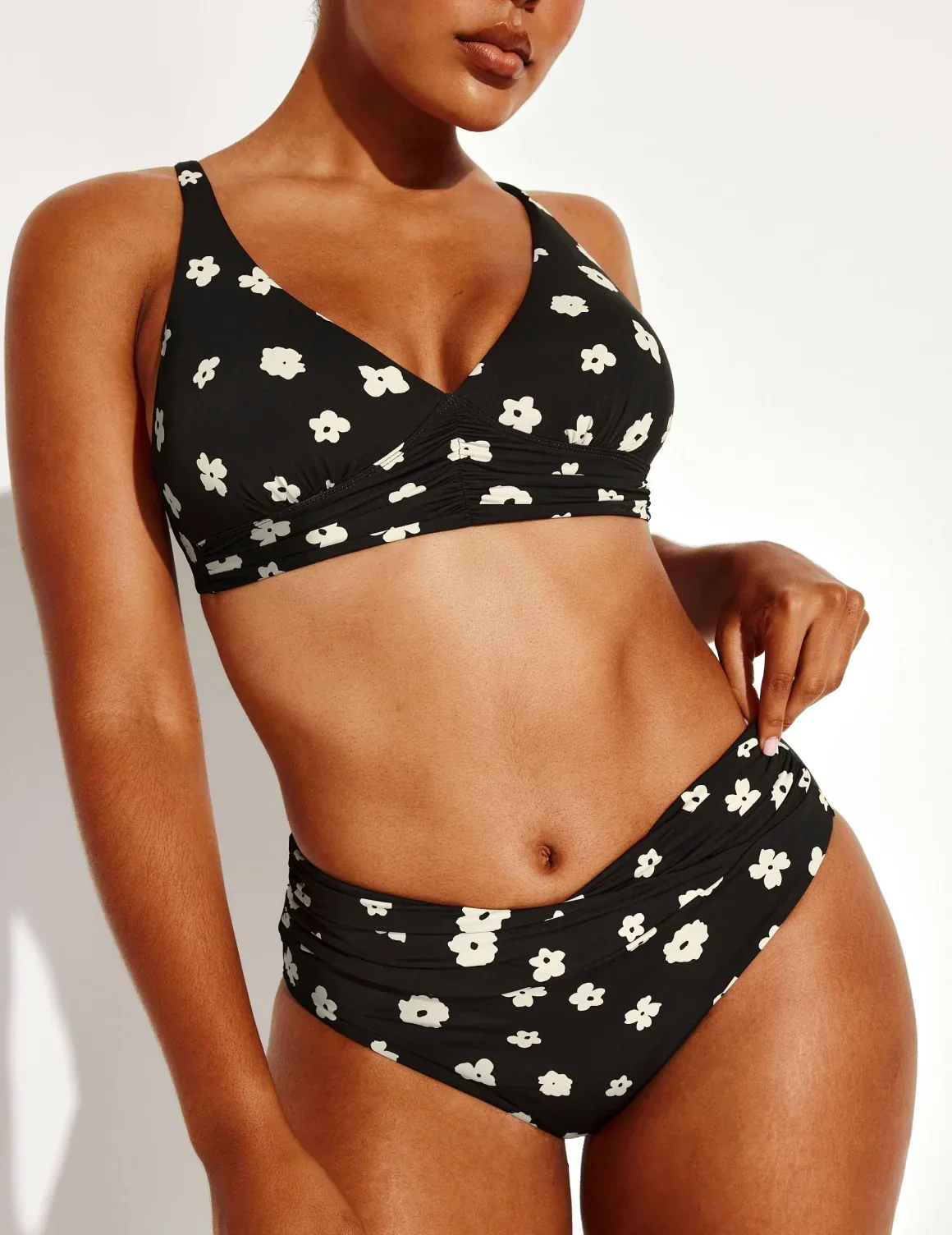 Ruched Deep V Bikini Top - Last Call - Image 28