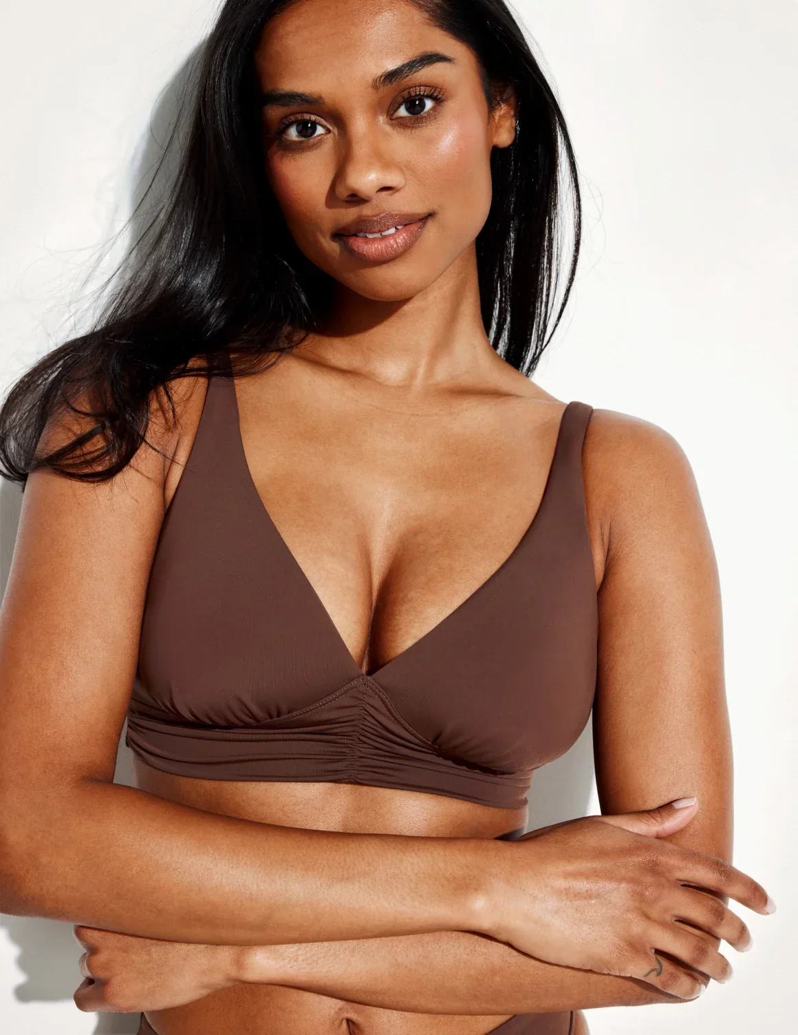Ruched Deep V Bikini Top - Image 3